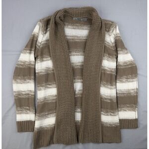 Jason Maxwell Striped Cardigan Neutral Boho Cozy Open Knit M